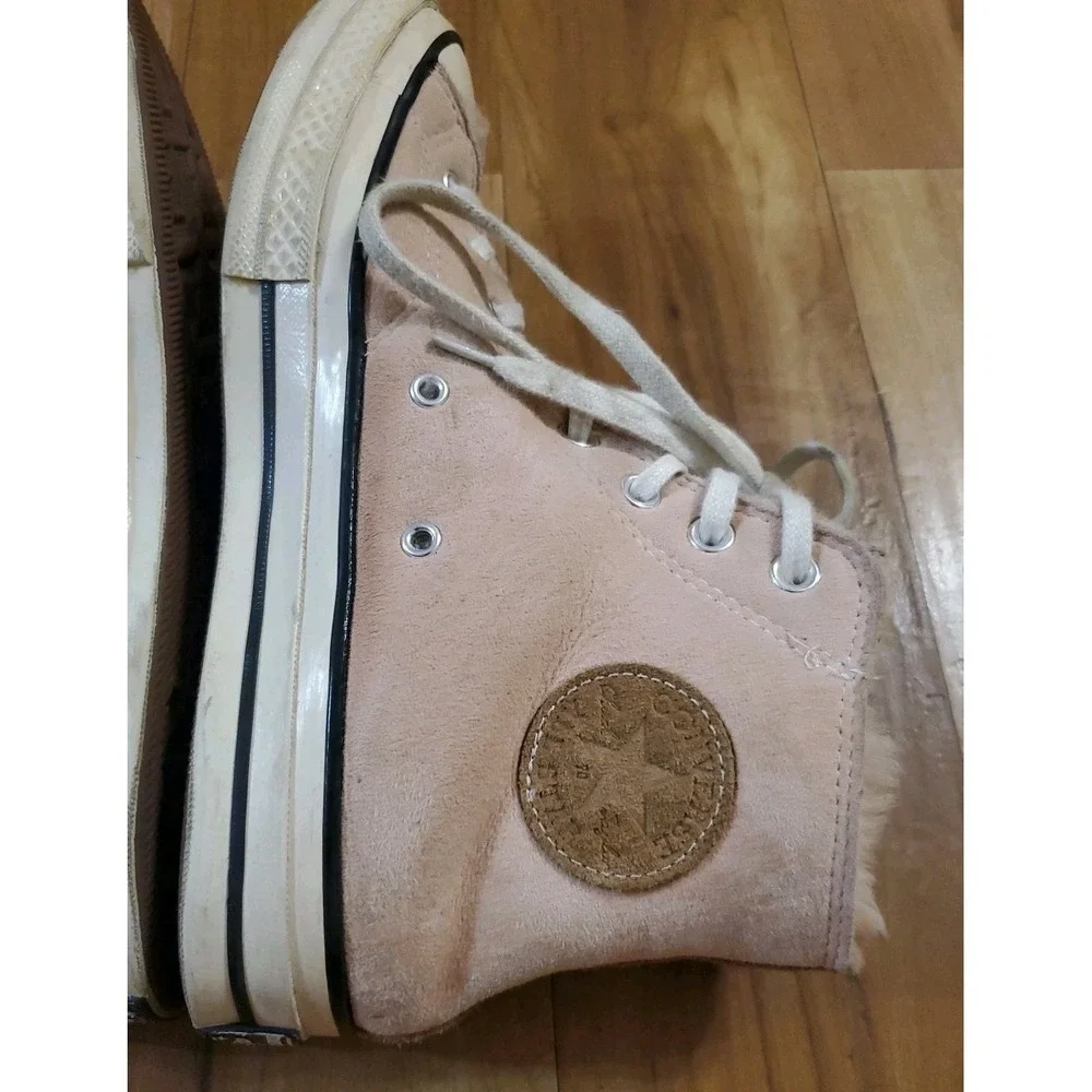 Converse Chuck 70 High Suede Fur Size W 10.5 M 8.5 Navy Blue Pink 166319C